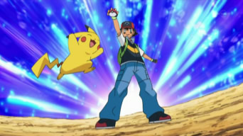 Pokémon Cartoon Ash Captures a Pokémon