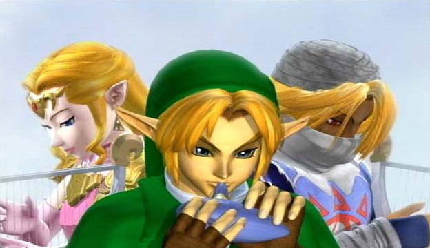 Link, Zelda and Sheik screen from Super Smash Bros. Melee opening video