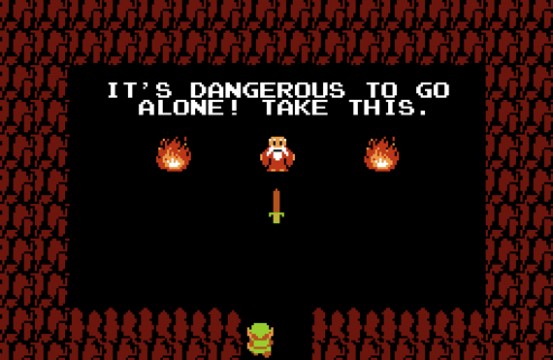 It's dangerous to go alone, take this The Legend of Zelda screen NES 8-bit funny