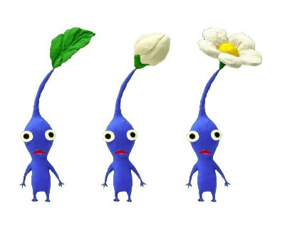 Three Blue Pikmin (Leaf, Bud, Flower)