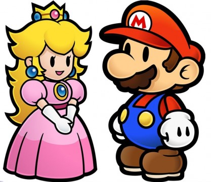 Mario and Princess Peach artwork from Super Paper Mario