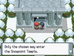 Pokémon Diamond Screenshot - Snowpoint Temple Entrance