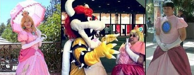 Peach, Bowser and Peach and Peach cosplay photography montage