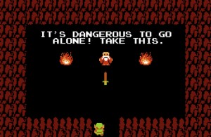 It's dangerous to go alone, take this The Legend of Zelda screen NES 8-bit funny