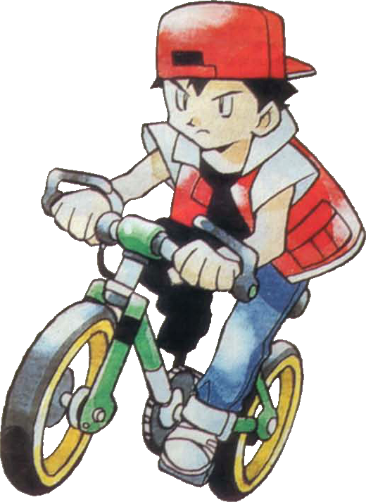 Pokémon Red and Blue bicycle trainer artwork