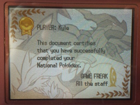 Last Saturday I nearly completed a living Pokedex in Pokemon