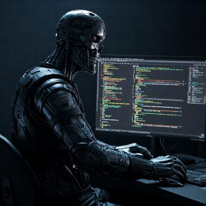 T-800 Coding a Video Game