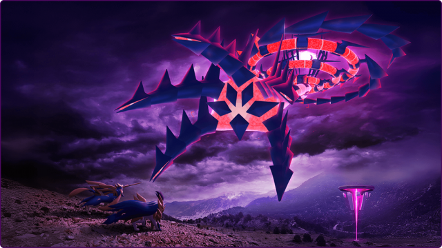 Key art depicting the Pokemon a overlooking Zacian and Zamazenta, the main legendary Pokemon of Pokemon Sword and Shield